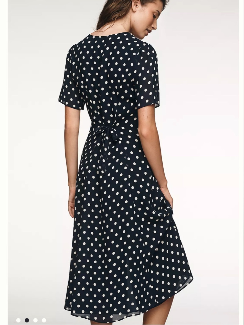 Reformation Lise Navy Blue White Polka Dot Midi Dress New! - Picture 2 of 13